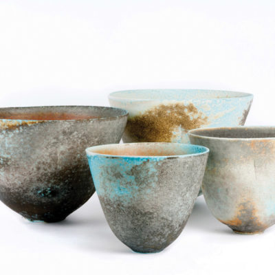 Porcelain soda-fired vessels by Jack Doherty