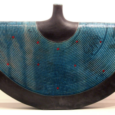 Thrown vessel in black and blue